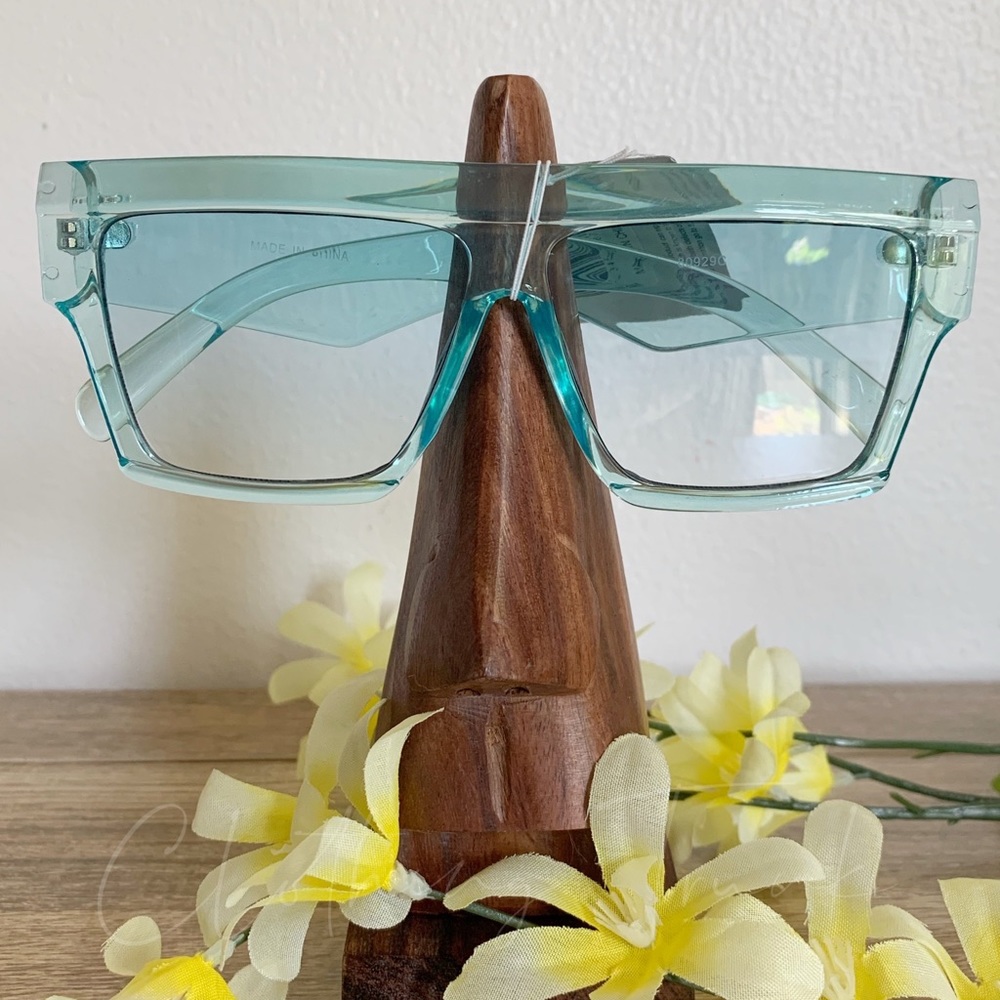 NWT Modern Clear Turquoise Square Sunglasses UV400